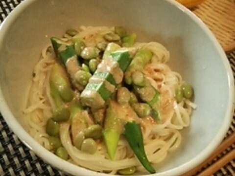 ごましゃぶ、ごまどれで簡単冷やし饂飩